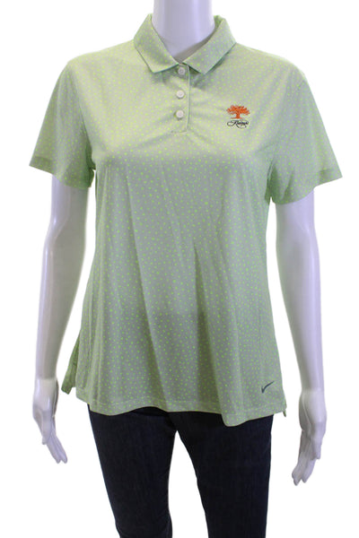 Nike Womens Polo Collared Short Sleeve Polka Dot Green 100% Polyester Size M