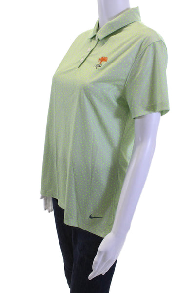 Nike Womens Polo Collared Short Sleeve Polka Dot Green 100% Polyester Size M