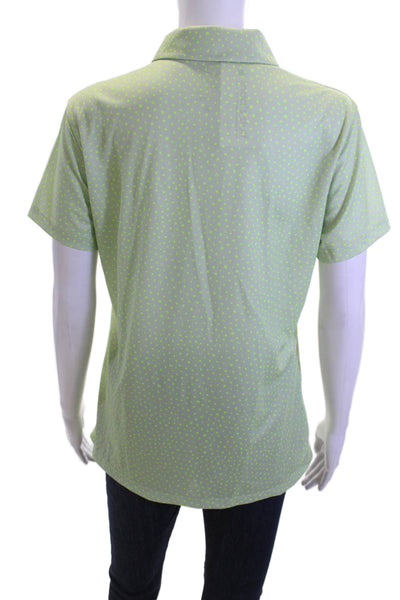 Nike Womens Polo Collared Short Sleeve Polka Dot Green 100% Polyester Size M