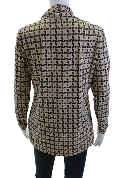 J. Mclaughlin Women Tunic Beige Geometric Mock Neck Long Sleeve Size M