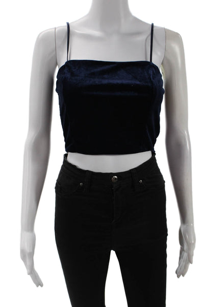 Sage The Label Women Cropped Camisole Dark Blue Square Neck Size S