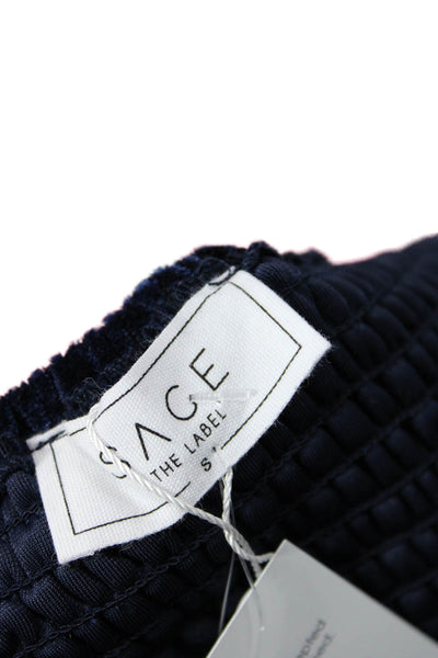 Sage The Label Women Cropped Camisole Dark Blue Square Neck Size S