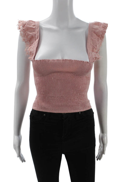 Peixoto Womens Pink Cropped Boho Square Neck Tank Size XS
