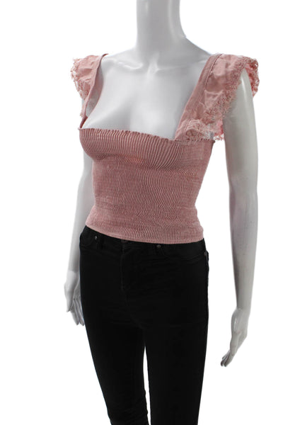 Peixoto Womens Pink Cropped Boho Square Neck Tank Size XS