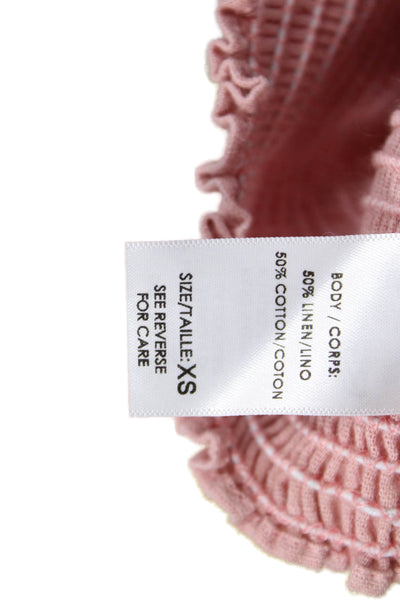 Peixoto, Womens Peasant Mini Skirt Pink 50% Linen 50% Cotton Size XS