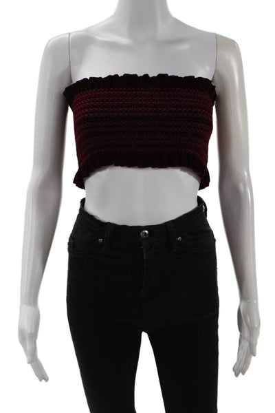 Petersyn Women Cropped Sleeveless Red Polyester Bohemian Top Size S