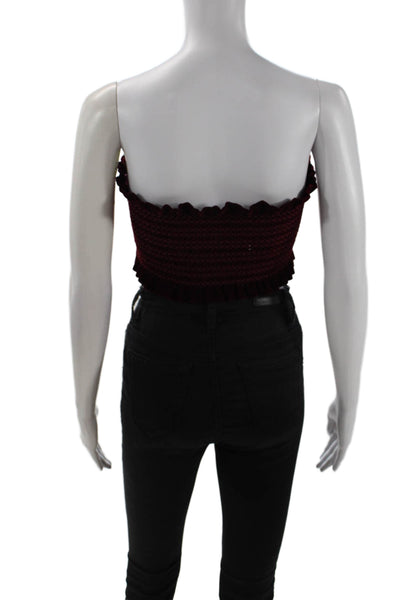 Petersyn Women Cropped Sleeveless Red Polyester Bohemian Top Size S