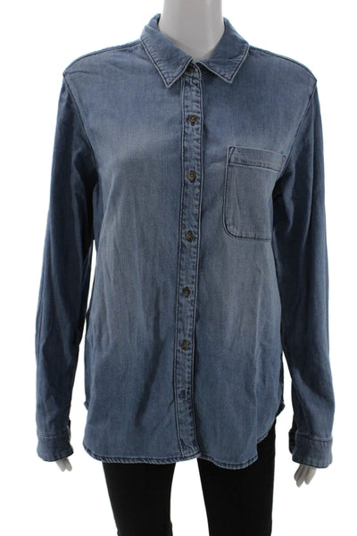 Universal Thread, Womens Basic Collared Button-Up Top Blue Long Sleeve Size S