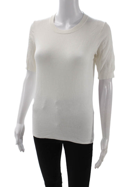 Zara Knit Women Basic T-Shirt White Crew Neck Short Sleeve Size S