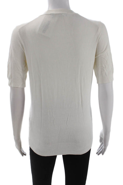 Zara Knit Women Basic T-Shirt White Crew Neck Short Sleeve Size S