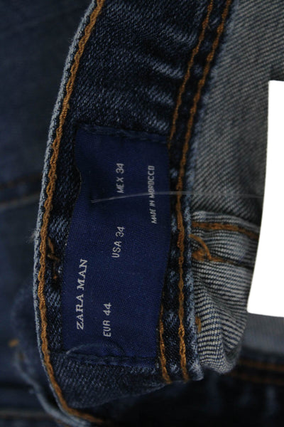 Zara Man Men Straight Dark Blue Cotton Jeans Button Fly Size 34