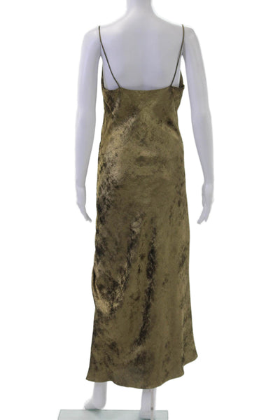 Zara Women Slip Dress Brown Midi Sleeveless Polyester Blend Size S