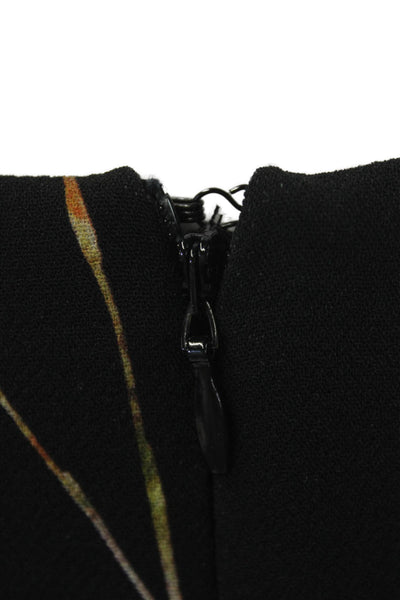 Topshop Women A-Line Mini Dress Black Floral Vneck Long-Sleeve Size 4