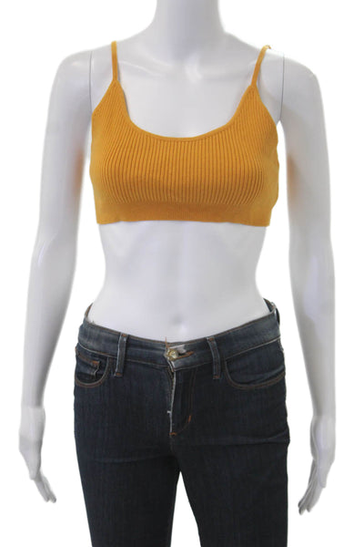 Ksubi Women Cropped Camisole Yellow Solid Round Neck 90s Size M