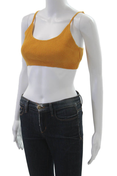 Ksubi Women Cropped Camisole Yellow Solid Round Neck 90s Size M
