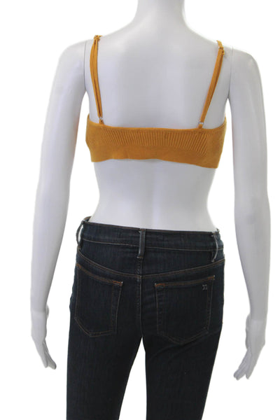 Ksubi Women Cropped Camisole Yellow Solid Round Neck 90s Size M