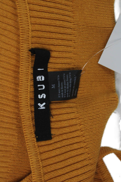 Ksubi Women Cropped Camisole Yellow Solid Round Neck 90s Size M