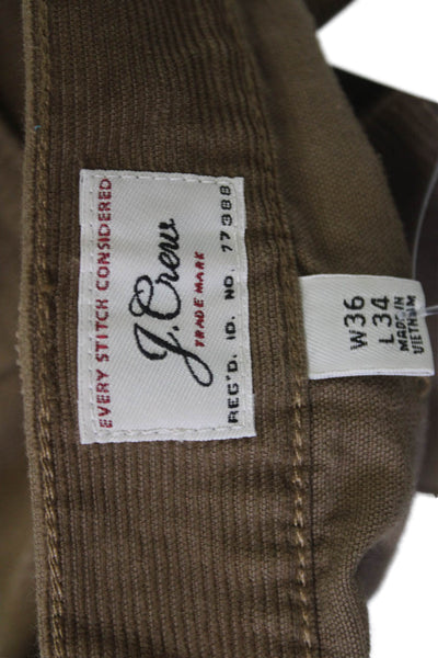 J Crew Mens Brown Classic Cotton Blend Pants Button Size 36