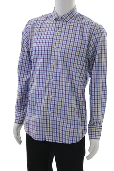 J Crew Mens Cotton Plaid Long Sleeve Button-Down Shirt Blue Size M