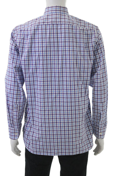 J Crew Mens Cotton Plaid Long Sleeve Button-Down Shirt Blue Size M