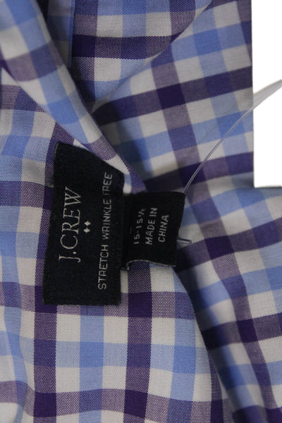 J Crew Mens Cotton Plaid Long Sleeve Button-Down Shirt Blue Size M