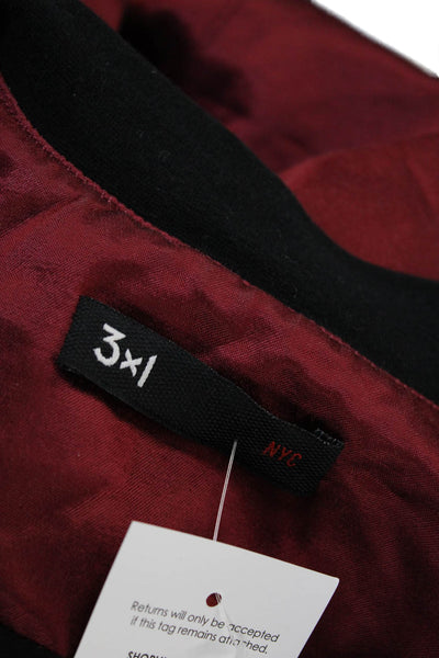 3x1 NYC Womens Bomber Jacket Red Crew Neck Zip Size XS