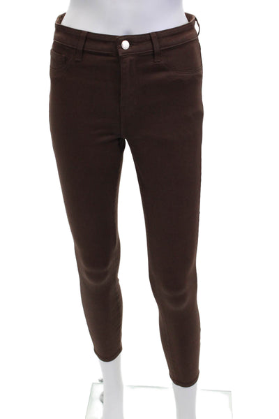 L'Agence Women Ankle Jeggings Brown High-Rise Designer Size 26