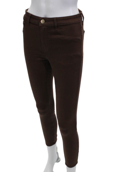 L'Agence Women Ankle Jeggings Brown High-Rise Designer Size 26