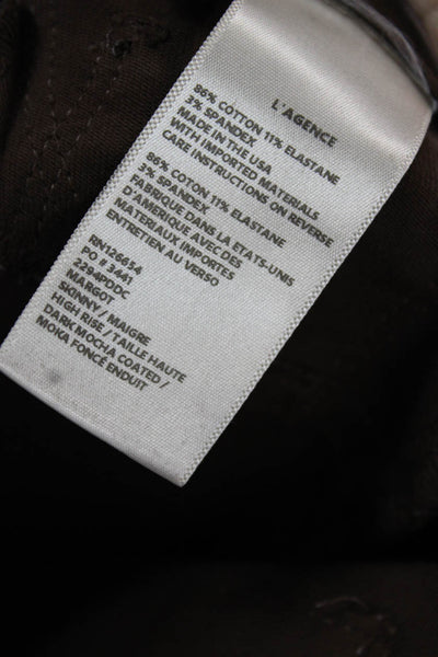 L'Agence Women Ankle Jeggings Brown High-Rise Designer Size 26