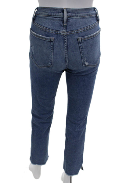 Frame Women Cropped Straight Jeans Blue High-Rise 27in Inseam Size 26