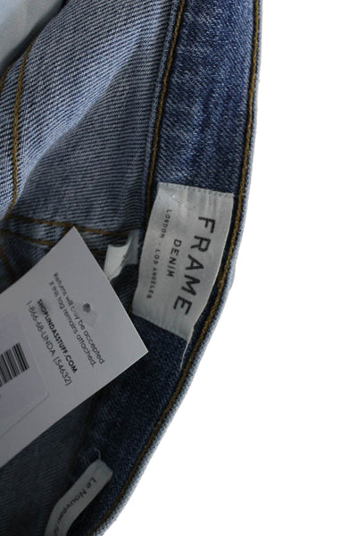 Frame Women Cropped Straight Jeans Blue High-Rise 27in Inseam Size 26