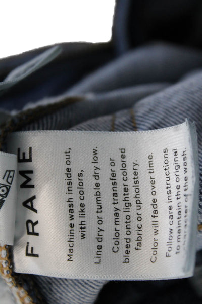 Frame Women Cropped Straight Jeans Blue High-Rise 27in Inseam Size 26