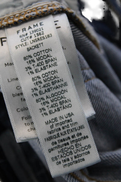 Frame Women Cropped Straight Jeans Blue High-Rise 27in Inseam Size 26