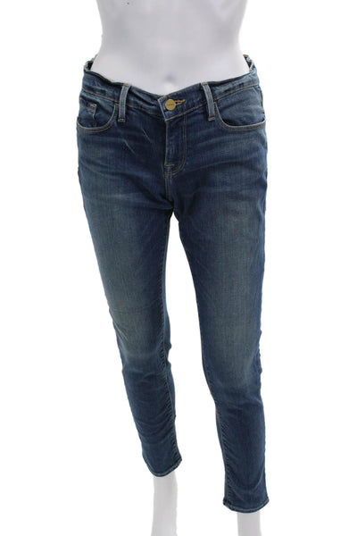 Frame Women Cropped Boyfriend Jeans Blue High-Rise Size 26