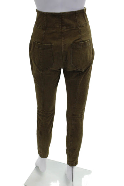 A.L.C. Women Cropped Ankle Pants Brown Drawstring Cotton Blend Size 2