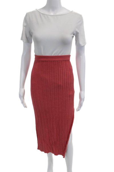 Camila Coelho Women Red Striped Straight Pencil Skirt Midi Size S