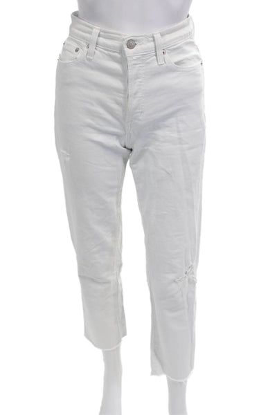 Pistola Womens Cropped Mom Jeans White Size 25