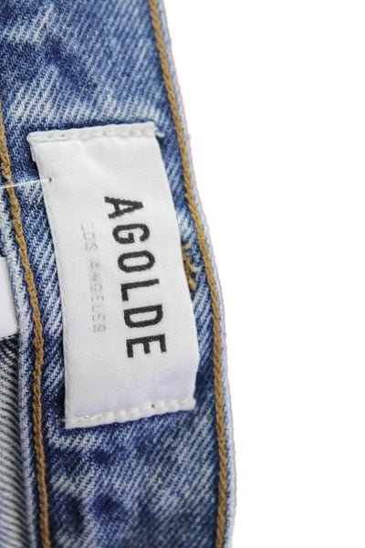 Agolde Womens Cropped Mom Jeans Blue 100% Cotton Mid Rise Size 25