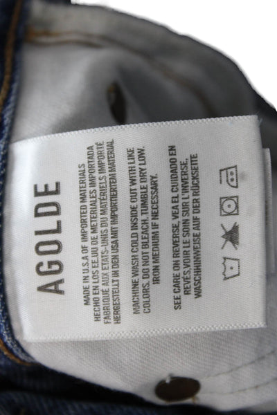 Agolde Womens Cropped Mom Jeans Blue 100% Cotton Mid Rise Size 25