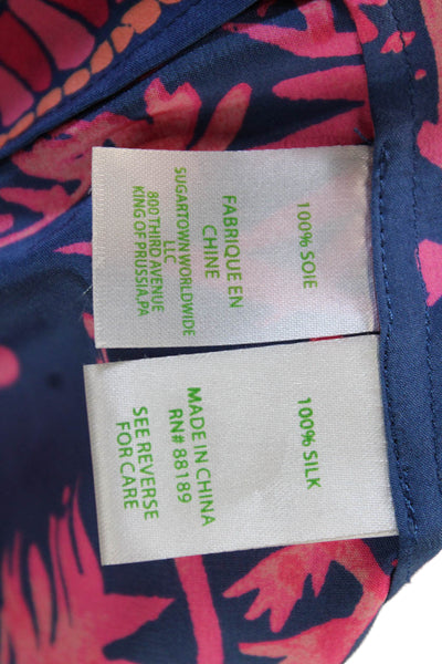 Lilly Pulitzer, Women, Sleeveless Silk Tunic Dark Blue Bird Button Size S
