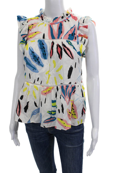 Marie Oliver Women Silk Sleeveless High Neck Graphic Blouse Black Size S