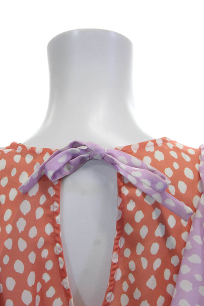 Crosby By Mollie Burch Women Orange Polka Dot Blouse Cap-Sleeve Size S