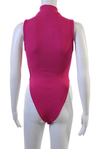 Zara Women Pink Mock Neck Sleeveless Jumpsuit Snap Closure 90s Size M