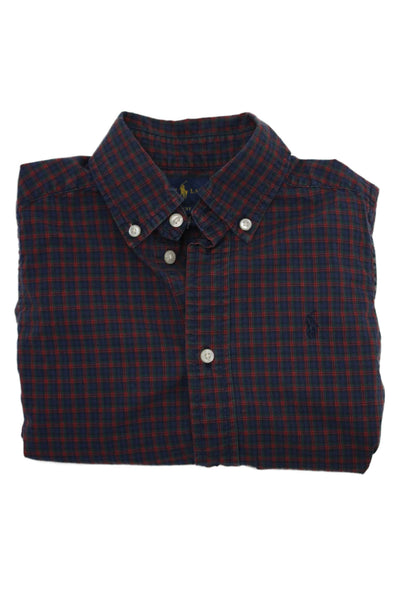 Polo Ralph Lauren Boys Cotton Plaid Long Sleeve Button-Down Shirt Blue Size 3T