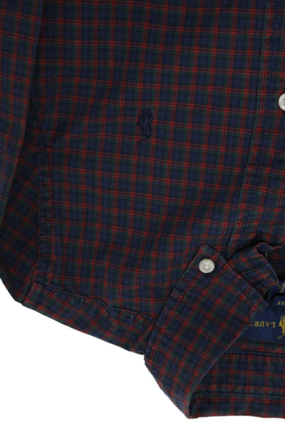 Polo Ralph Lauren Boys Cotton Plaid Long Sleeve Button-Down Shirt Blue Size 3T