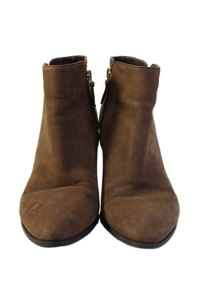 Franco Sarto Womens Leather Zippered Heeled Ankle Boots Brown Size 7.5