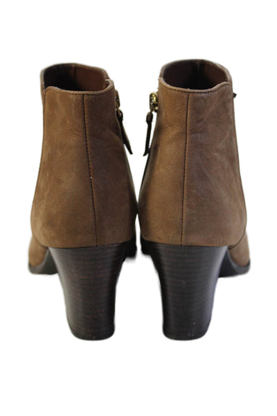 Franco Sarto Womens Leather Zippered Heeled Ankle Boots Brown Size 7.5