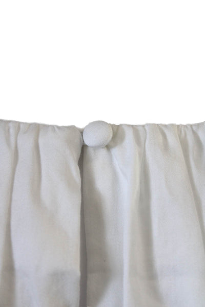 Trina Turk Women White Short Sleeve Round Neck Organic Cotton Blouse Size L