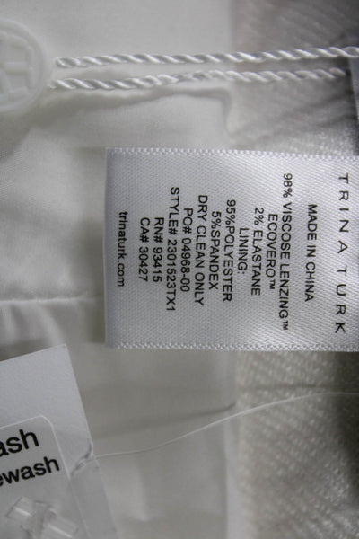Trina Turk Womens Dress Pants White Zip Classic Viscose Size 6