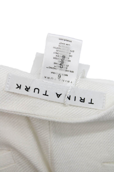 Trina Turk Womens Dress Pants White Zip Classic Viscose Size 6